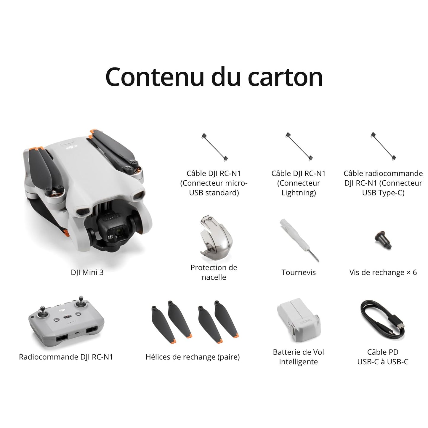 DJI Mini 3, mini drone caméra avec nacelle mécanique à 3 axes