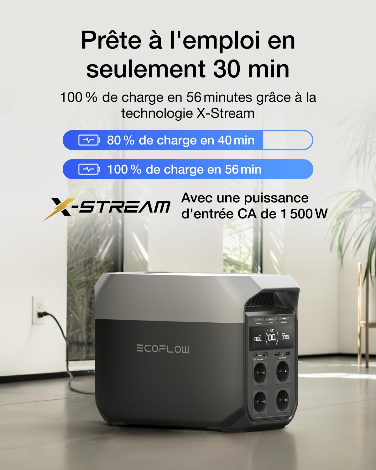 Station électrique portable EF EcoFlow DELTA 3 1024 Wh, cellules LFP