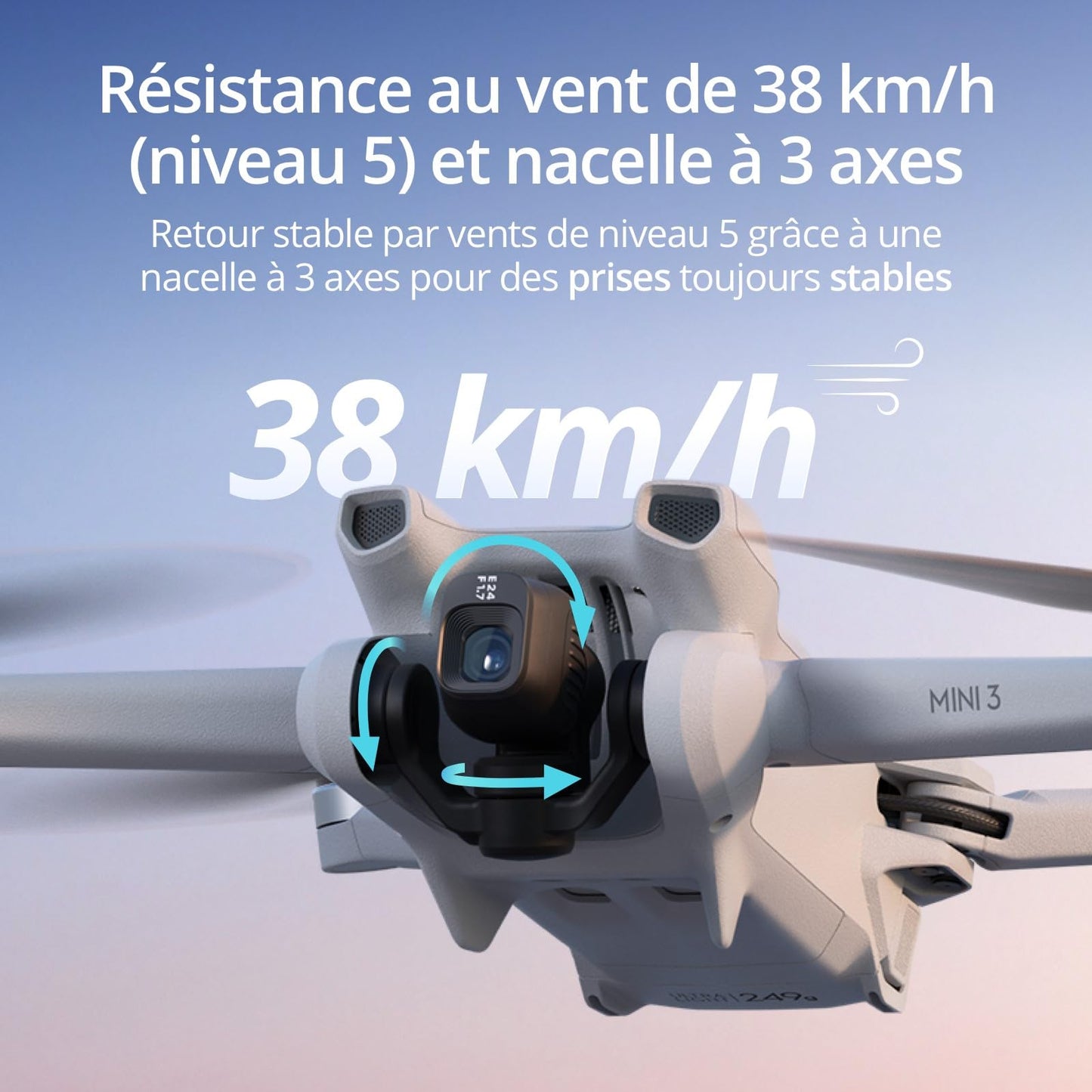 DJI Mini 3, mini drone caméra avec nacelle mécanique à 3 axes